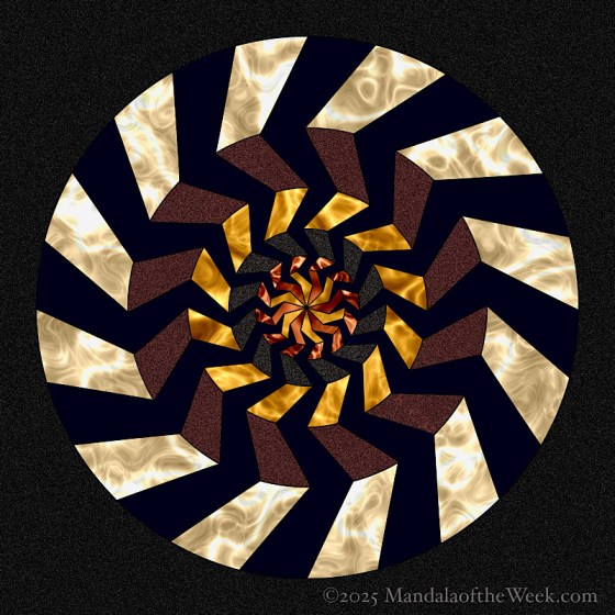 MotW 25-21 Sweet Surrender Mandala — in color with colors of copper, gold, eggplant, cream, charcoal, and black