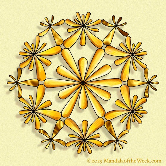 Mandala of the Week 25-24 Good Grief — in color: varying shades of yellow