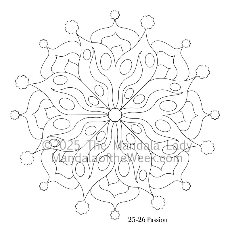 Mandala of the Week 25-26: Passion — outline for coloring