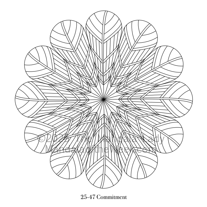 Mandala of the Week 25-47 Commitment — outline for coloring