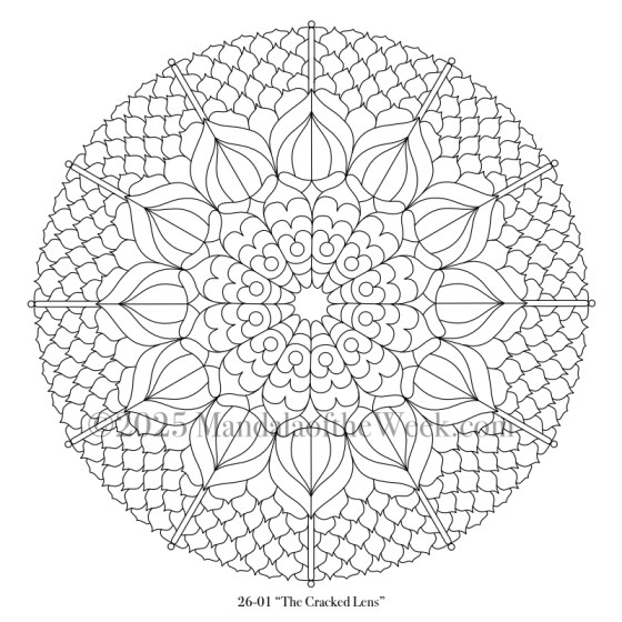 Mandala of the Week 26-01 The Cracked Lens — Outline for Coloring