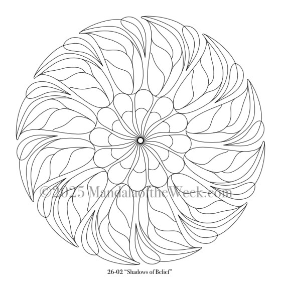 Mandala of the Week 26-02 Shadows of Belief — Outline for Coloring