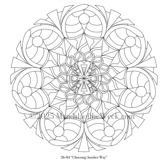 Mandala of the Week 26-04 Choosing Another Way — Outline for Coloring