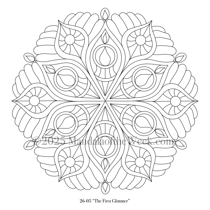 Mandala of the Week 26-05 The First Glimmer — Outline for Coloring