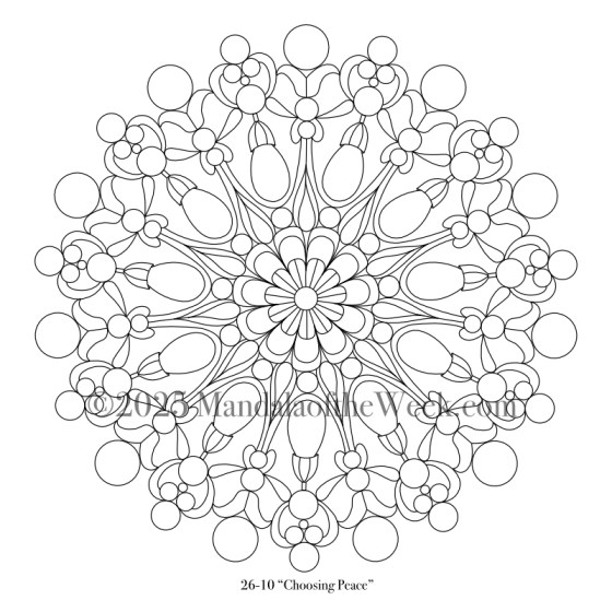 Mandala of the Week 26-10 Choosing Peace — Outline for Coloring