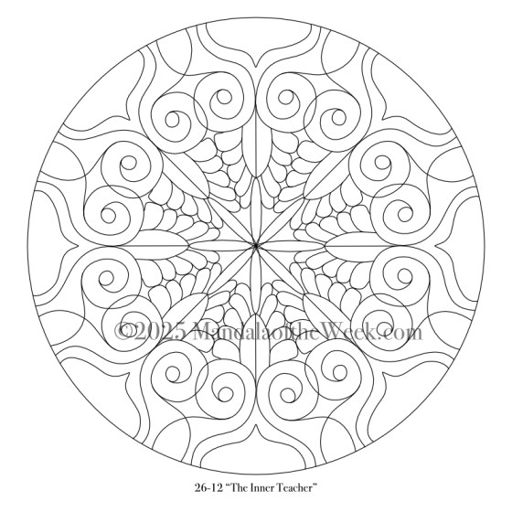 Mandala of the Week 26-12 The Inner Teacher — Outline for Coloring