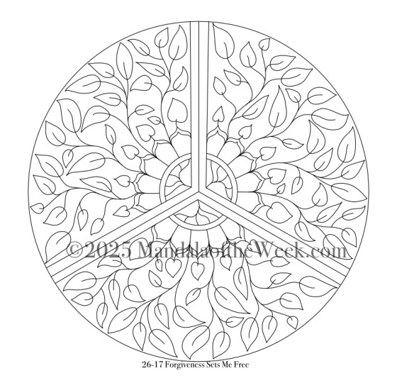Mandala of the Week 26-17 Forgiveness Sets Me Free — Outline for Coloring