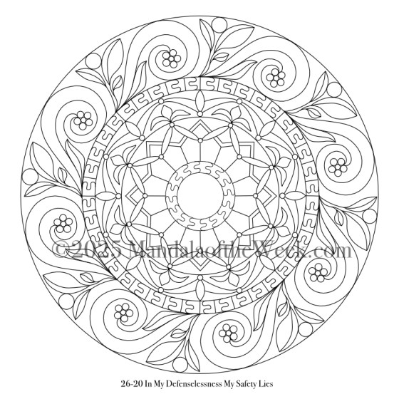 Mandala of the Week 26-20 In My Defenselessness — Outline for Coloring