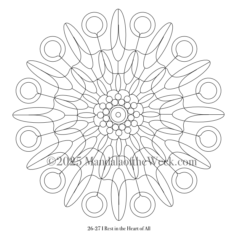 Mandala of the Week 26-27 I Rest in the Heart of All — Outline for Coloring