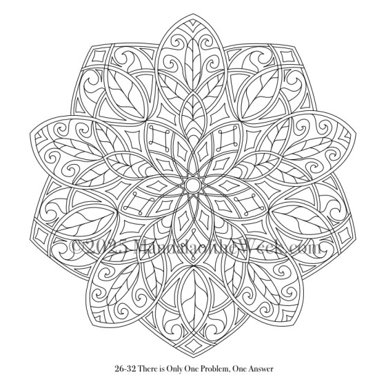 Mandala of the Week 26-32 There is Only One Problem One Answer — Outline for Coloring