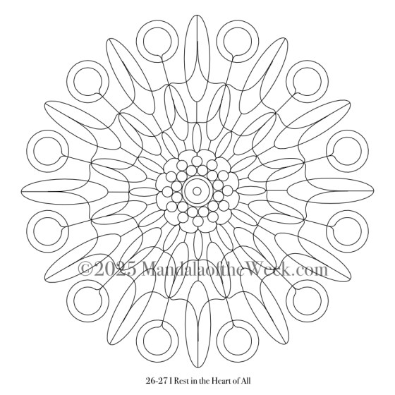 Mandala of the Week 26-27 I Rest in the Heart of All — Outline for Coloring